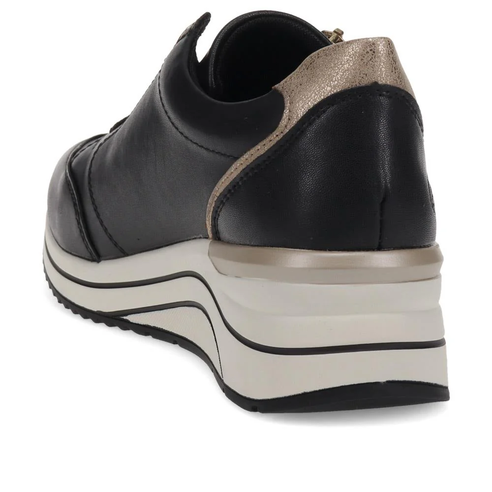 Chunky Sole Leather Trainers - DRS40507 / 326 364 - Black - Image 3