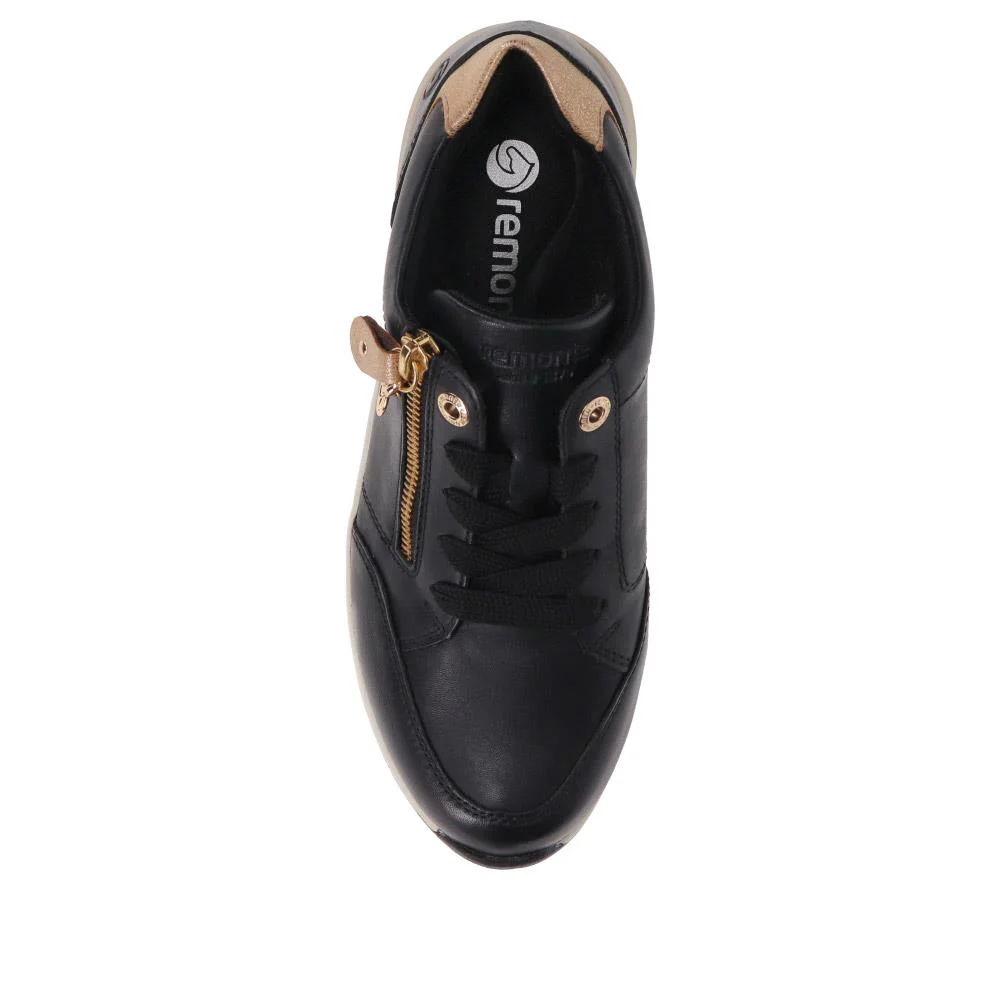 Chunky Sole Leather Trainers - DRS40507 / 326 364 - Black - Image 4