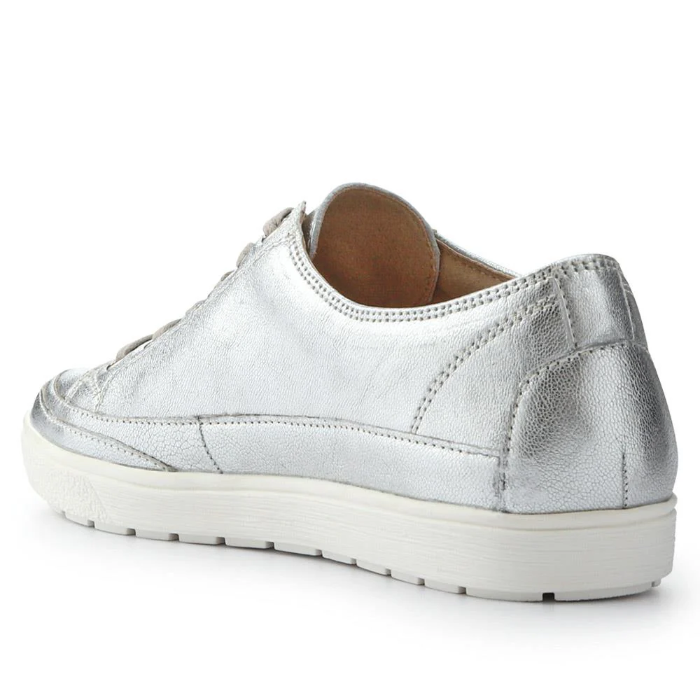 Chunky-Soled Leather Trainers - CAPRI41501 / 327 056 - Silver - Image 3