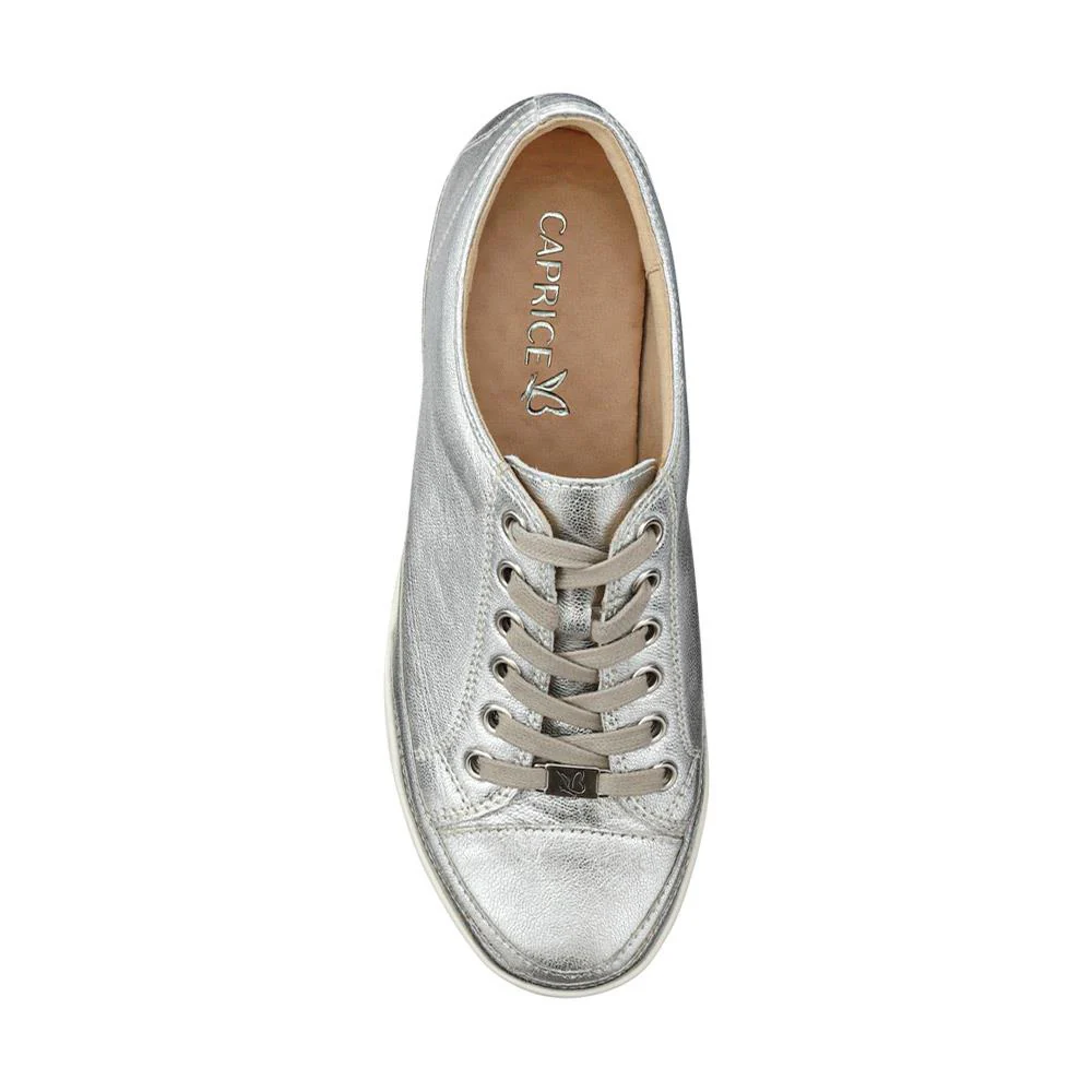 Chunky-Soled Leather Trainers - CAPRI41501 / 327 056 - Silver - Image 4