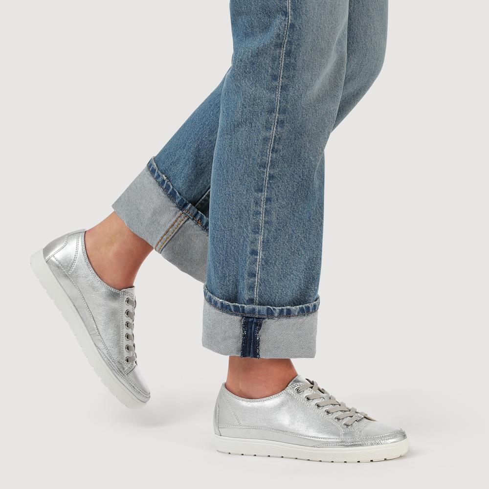 Chunky-Soled Leather Trainers - CAPRI41501 / 327 056 - Silver - Image 5