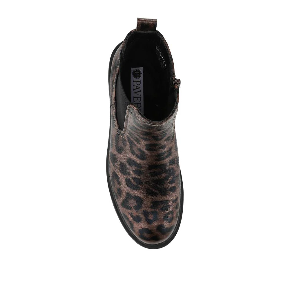 Chunky Zip Up Chelsea Boots - WBINS42082 / 328 122 - Brown Leopard - Image 4
