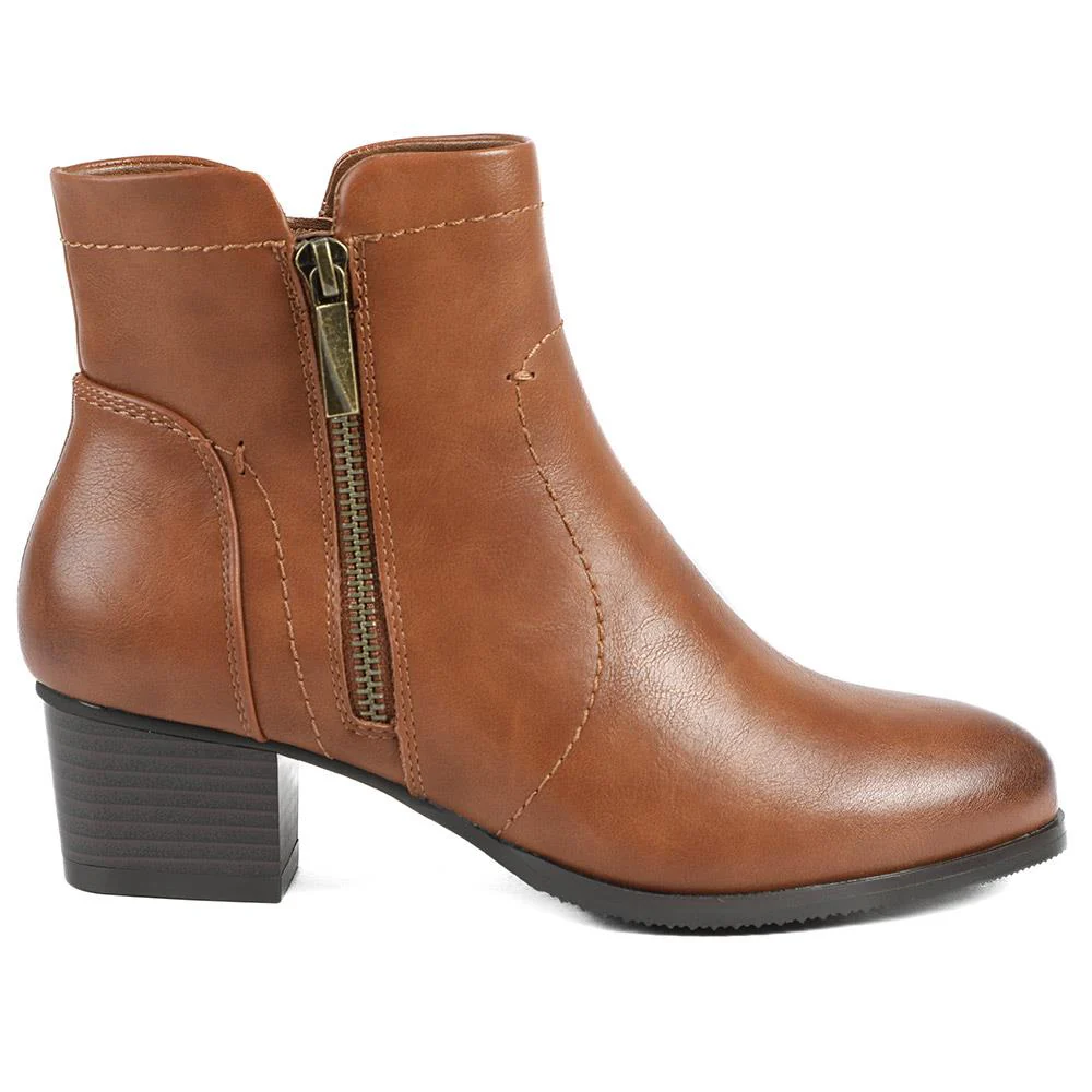 Classic Heeled Ankle Boots with Zip Fastening - SANYI42021 / 329 267 - Tan - Image 3