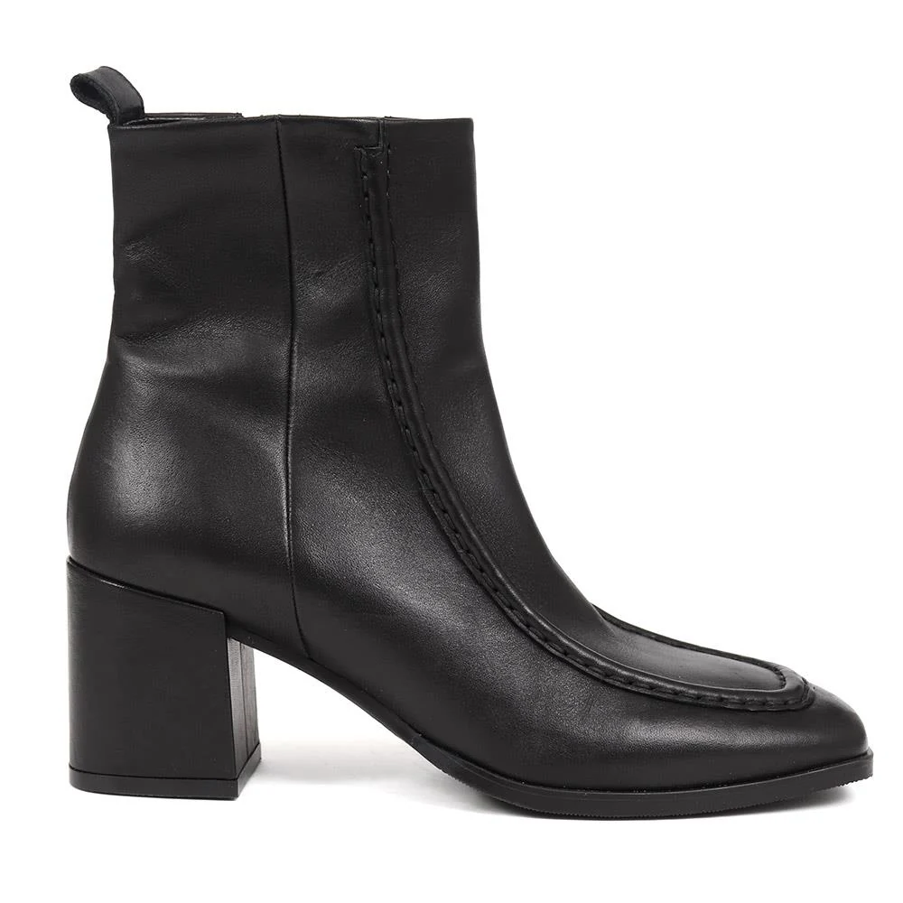 Clementina Apron Front Seam Ankle Boots - CLEMENTINA / 324 304 - Black - Image 2
