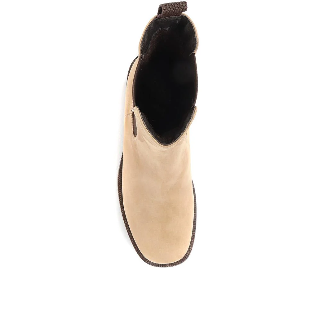 Clemenzia Block Heeled Chelsea Boots - CLEMENZIA / 320 555 - Beige Nubuck - Image 4