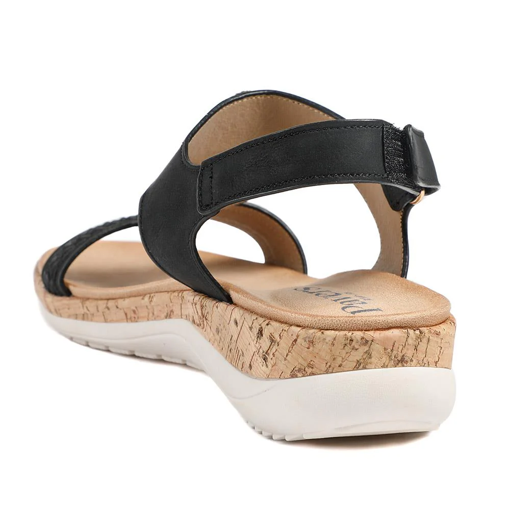 Comfort Beaded Wedge Sandals - BAIZH43022 / 329 012 - Black - Image 4