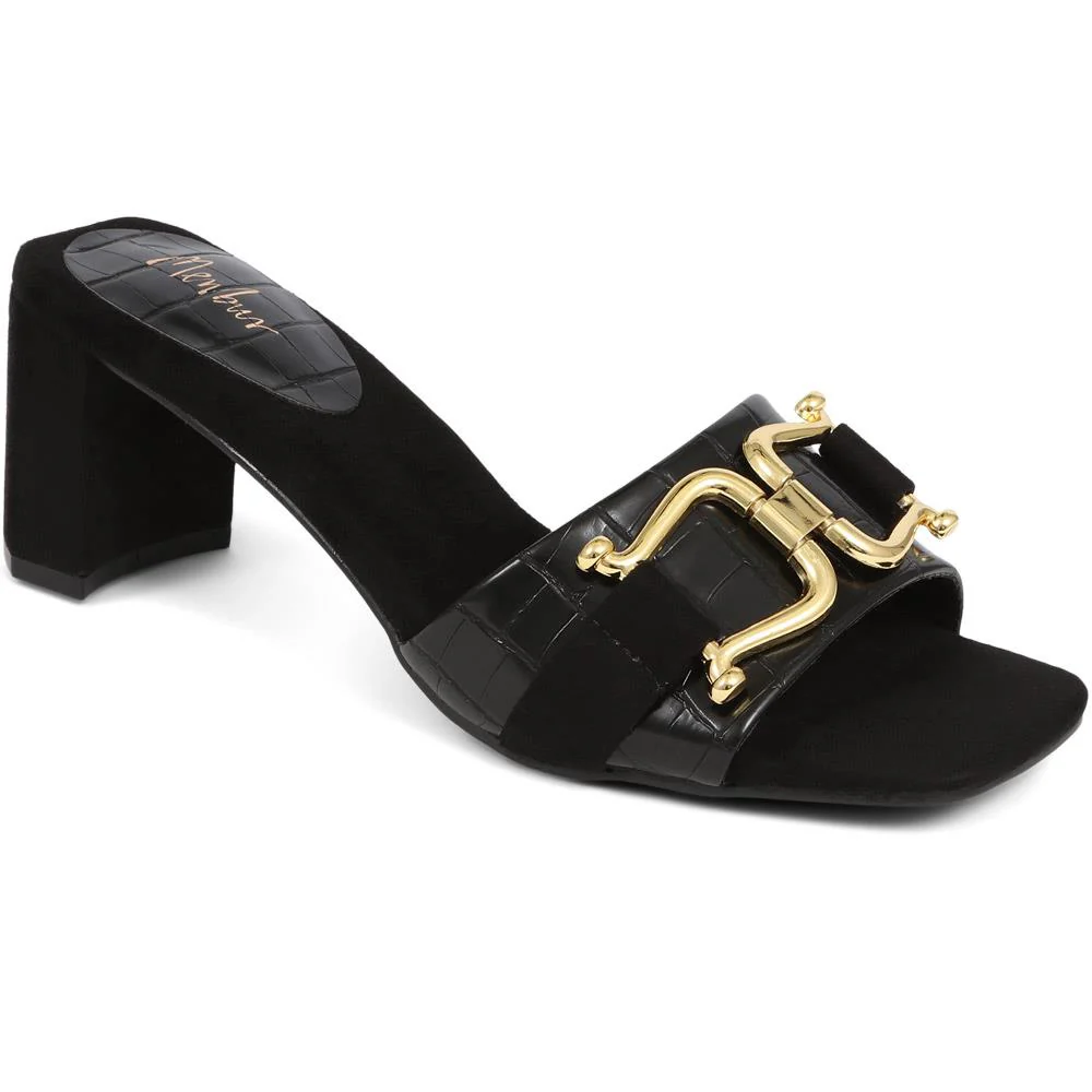 Comfort Heeled Slip-On Mules - MENBU35518 / 321 900 - Black