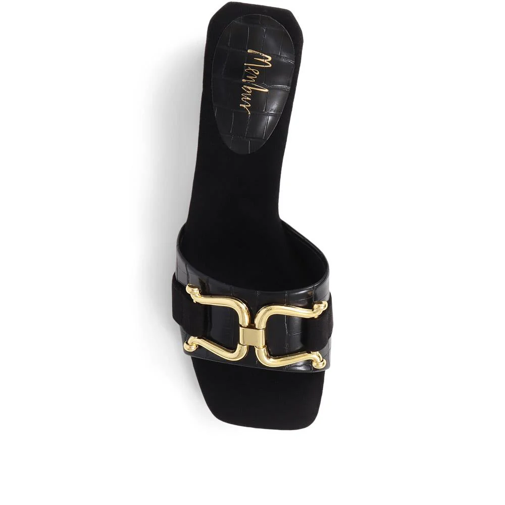 Comfort Heeled Slip-On Mules - MENBU35518 / 321 900 - Black - Image 5