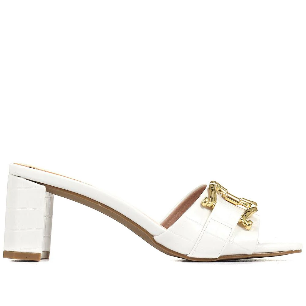 Comfort Heeled Slip-On Mules - MENBU35518 / 321 900 - White - Image 2