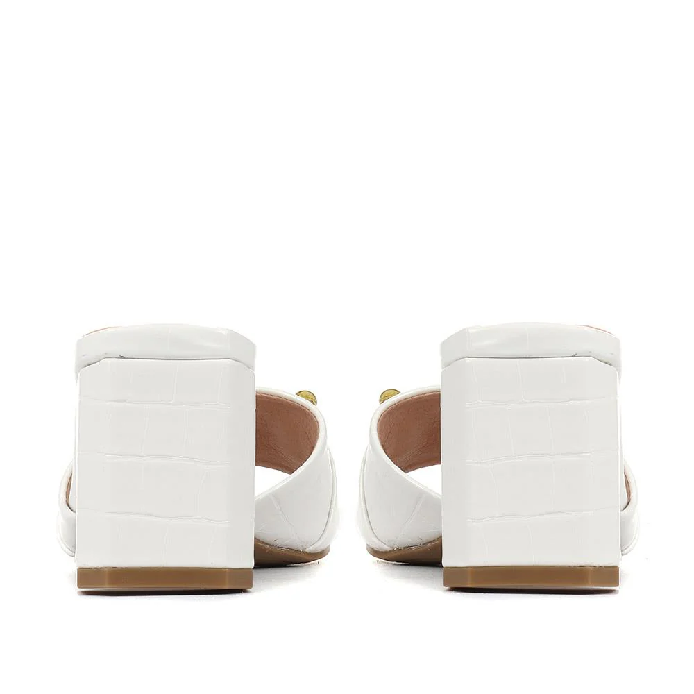 Comfort Heeled Slip-On Mules - MENBU35518 / 321 900 - White - Image 3