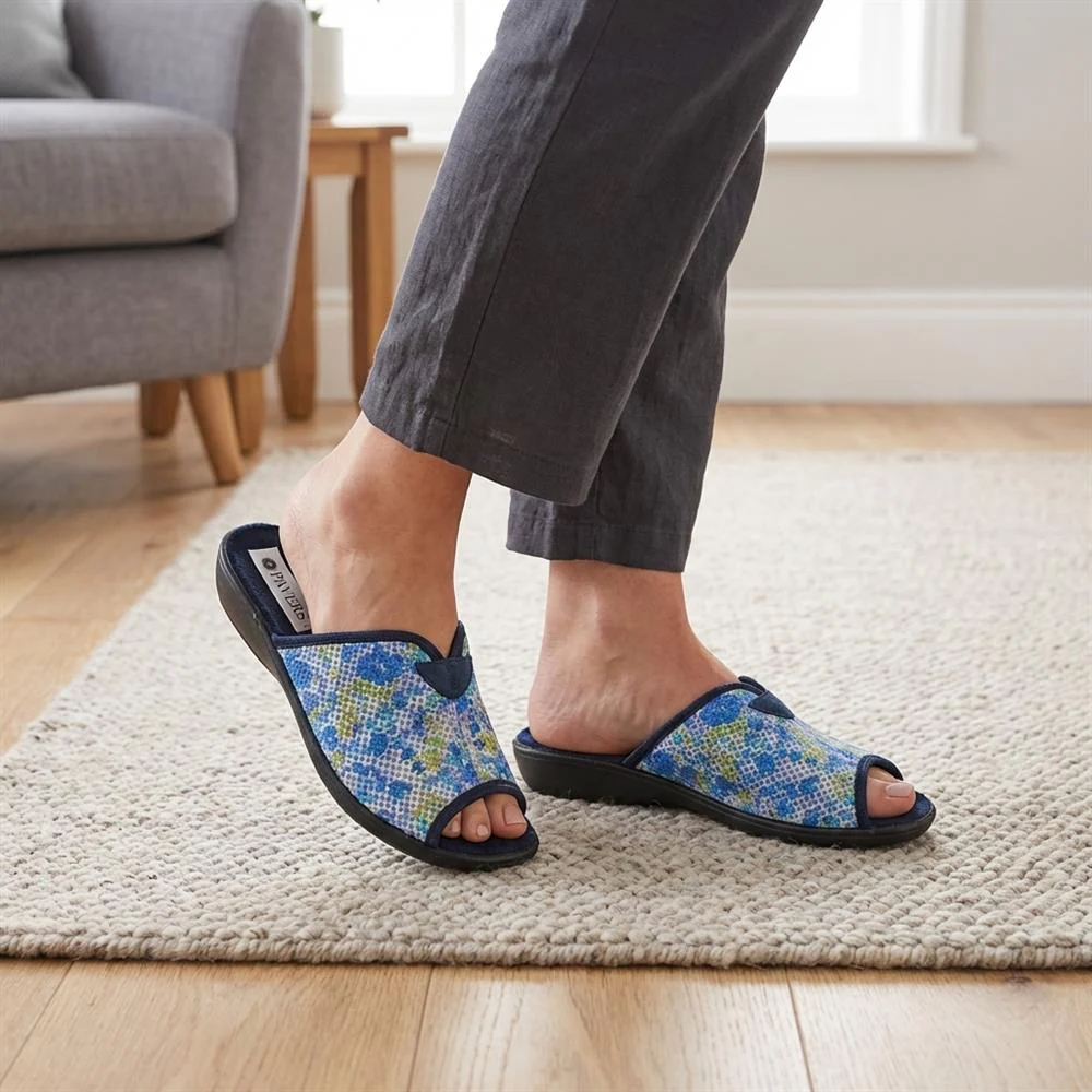Comfort Slip On Mule Slippers - ADA43003 / 329 293 - Navy Multi - Image 2
