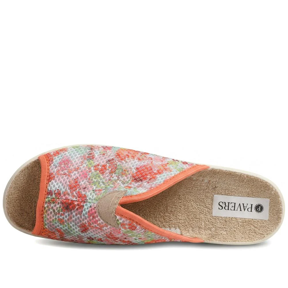 Comfort Slip On Mule Slippers - ADA43003 / 329 293 - Orange Multi - Image 5