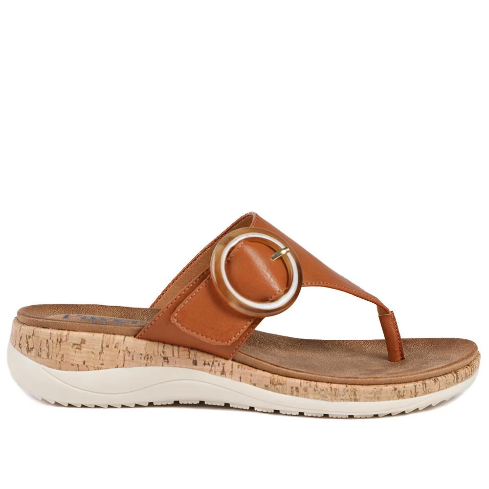 Wide Fit Comfort Toe Post Sandals  - BAIZH43054 / 329 377 - Tan - Image 3