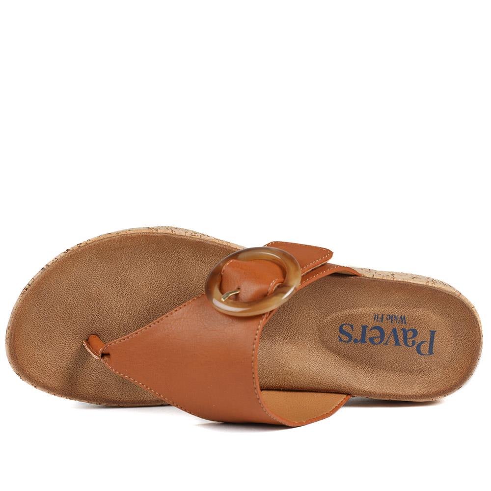 Wide Fit Comfort Toe Post Sandals  - BAIZH43054 / 329 377 - Tan - Image 5