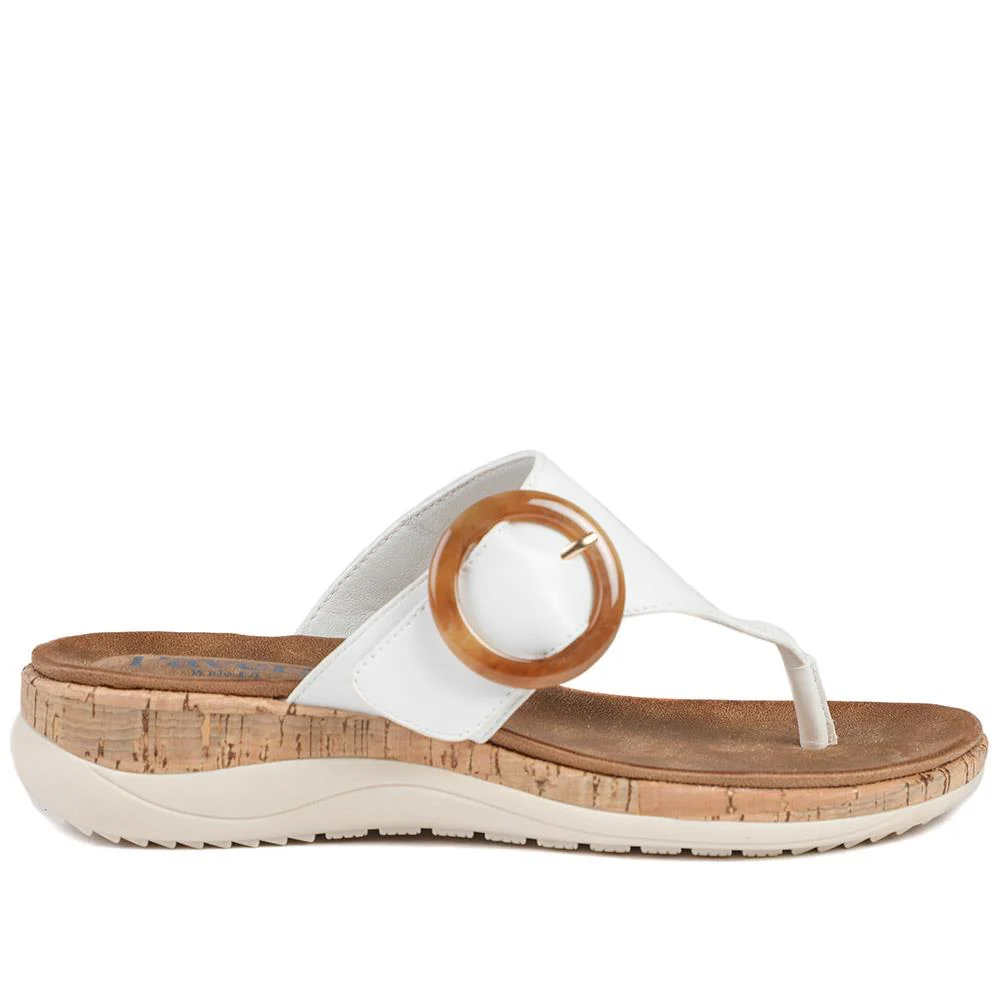 Wide Fit Comfort Toe Post Sandals - BAIZH43054 / 329 377 - White - Image 3