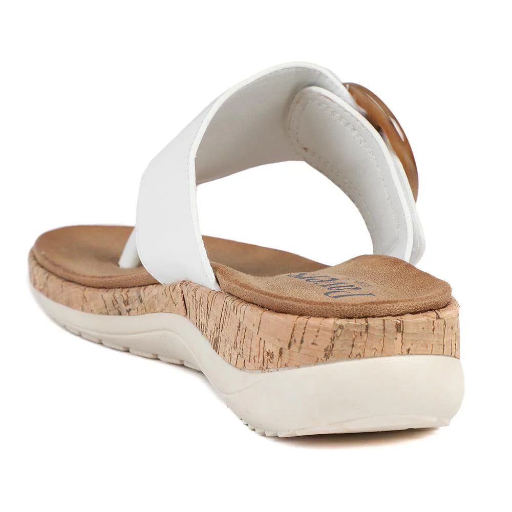 Wide Fit Comfort Toe Post Sandals - BAIZH43054 / 329 377 - White - Image 4