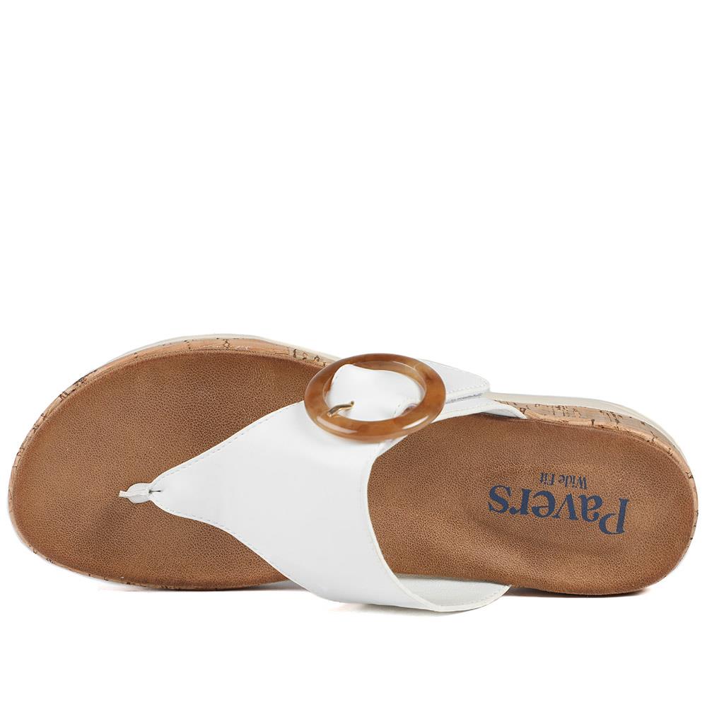 Wide Fit Comfort Toe Post Sandals - BAIZH43054 / 329 377 - White - Image 5