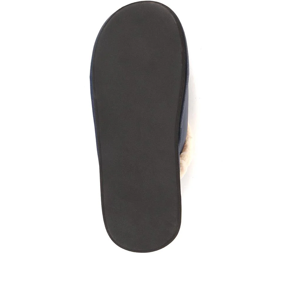 Comfortable Leather Slippers - QING36009 / 322 340 - Navy - Image 5