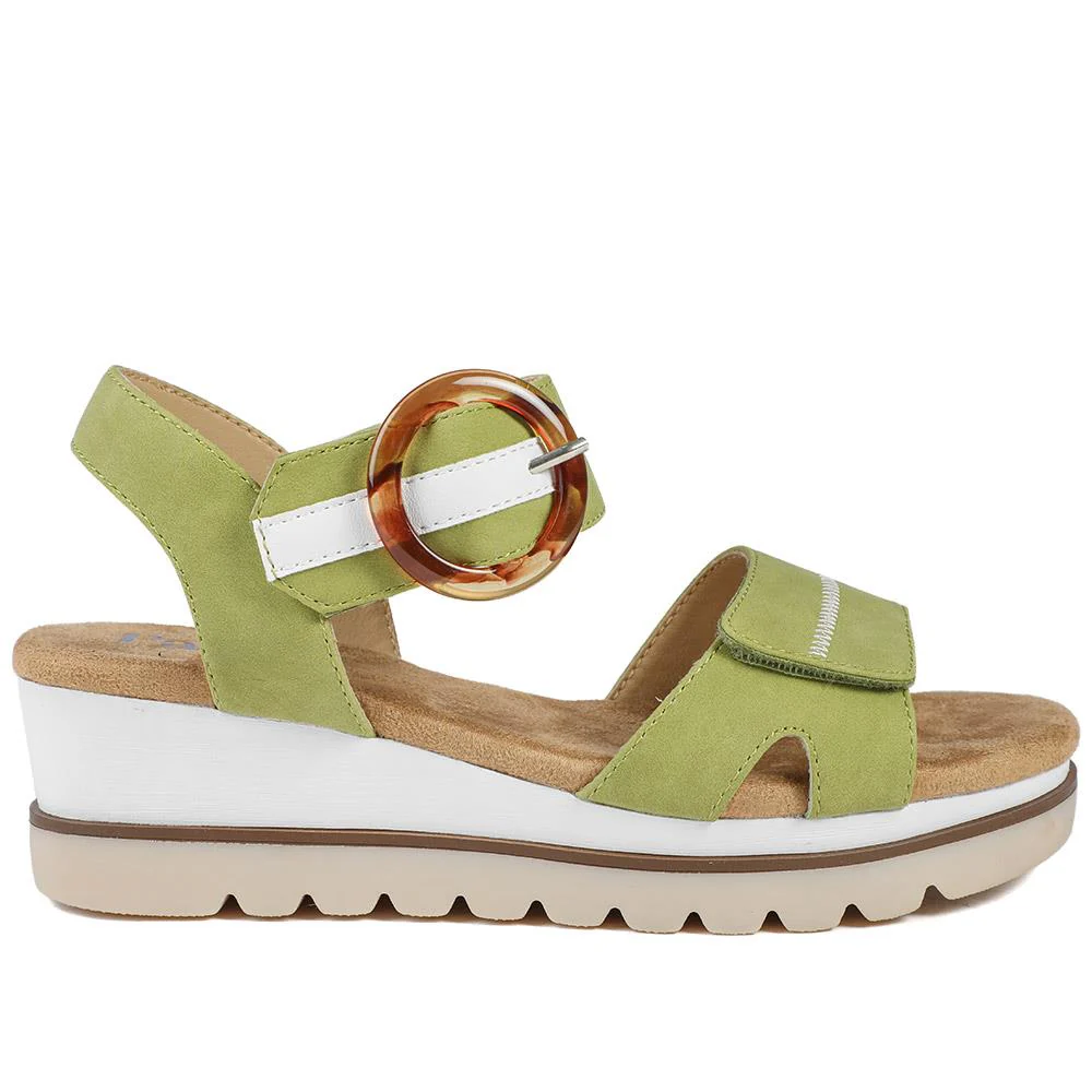 Comfortable Wedge Heel Sandals - WBINS35128 / 321 724 - Lime - Image 3