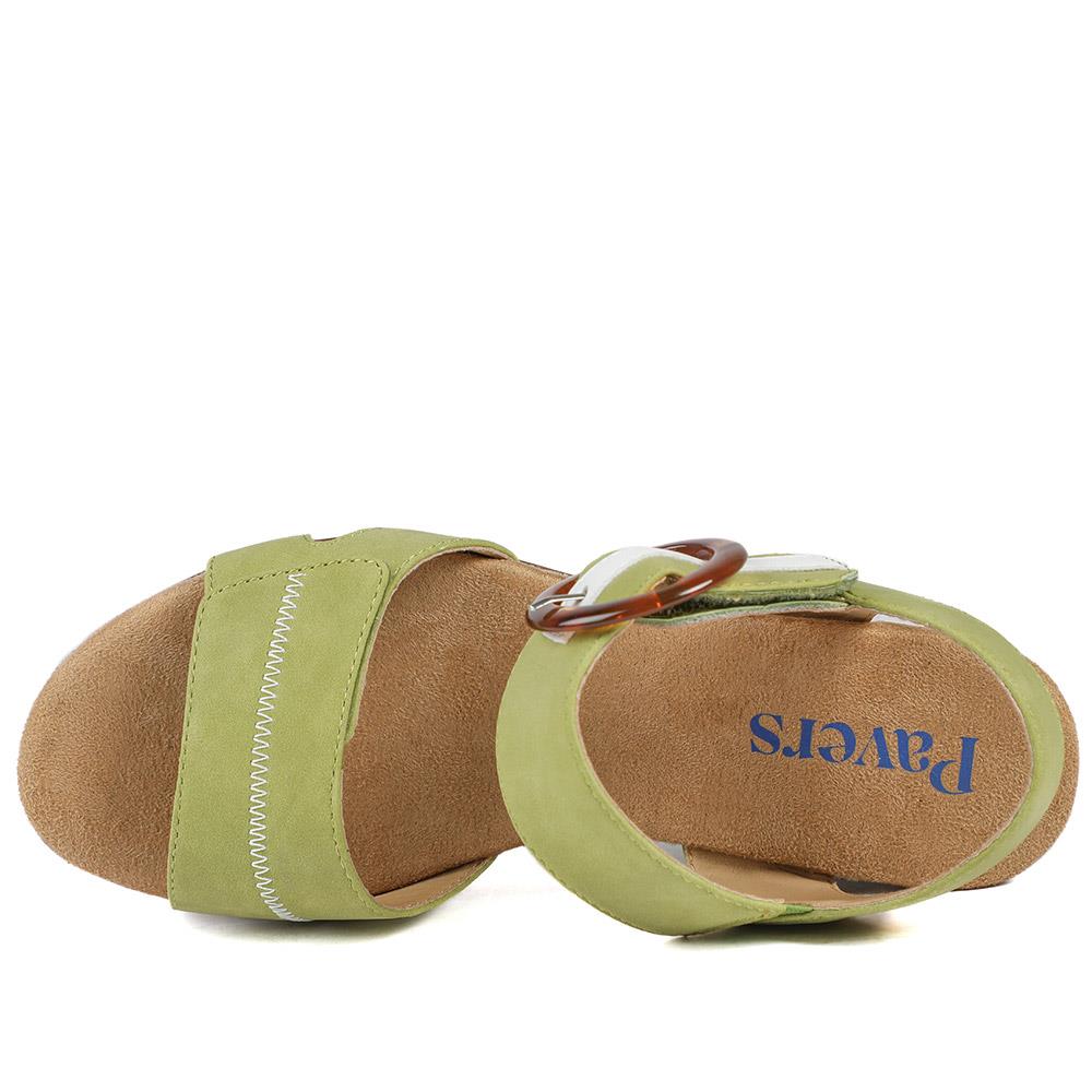 Comfortable Wedge Heel Sandals - WBINS35128 / 321 724 - Lime - Image 5