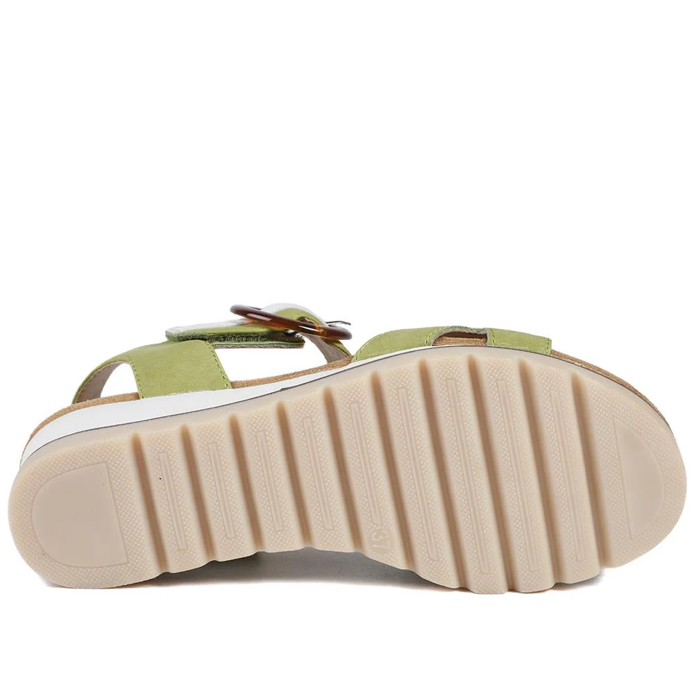 Comfortable Wedge Heel Sandals - WBINS35128 / 321 724 - Lime - Image 6
