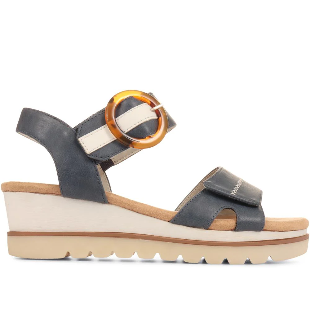 Comfortable Wedge Heel Sandals - WBINS35128 / 321 724 - Navy - Image 3