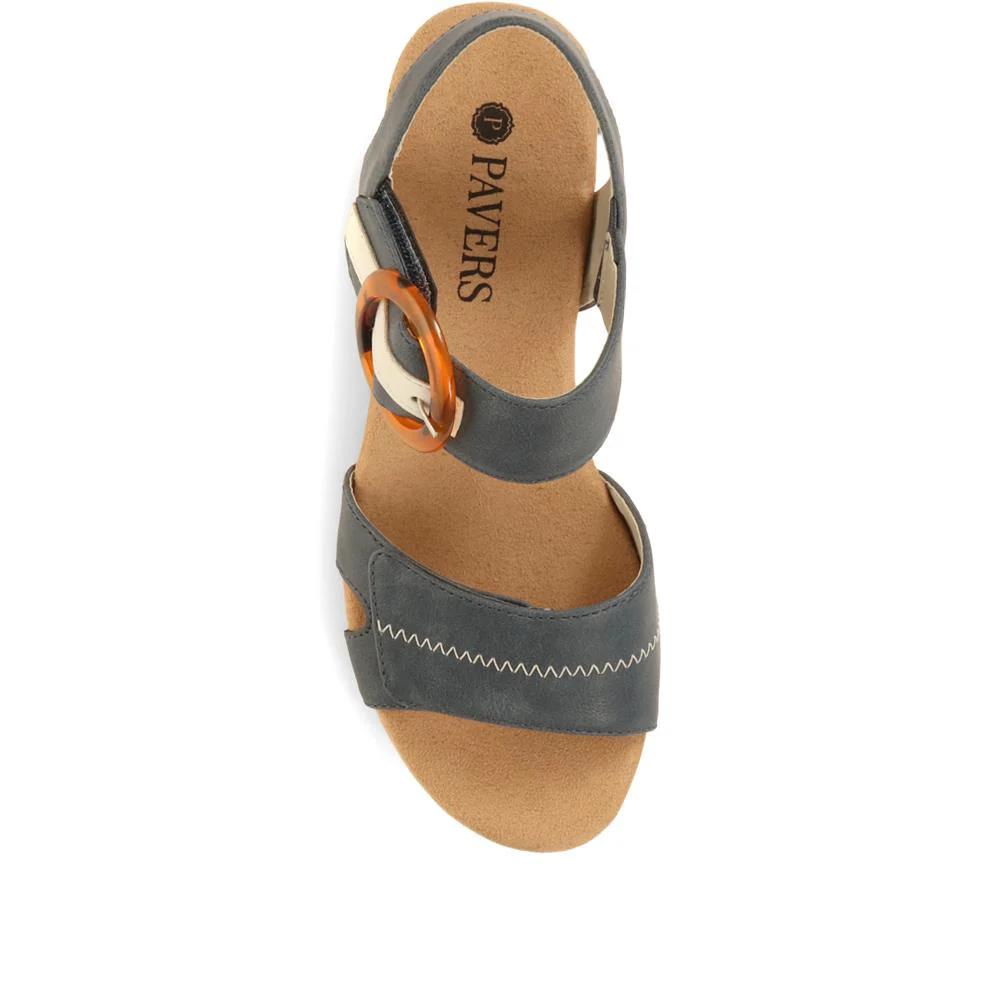 Comfortable Wedge Heel Sandals - WBINS35128 / 321 724 - Navy - Image 5