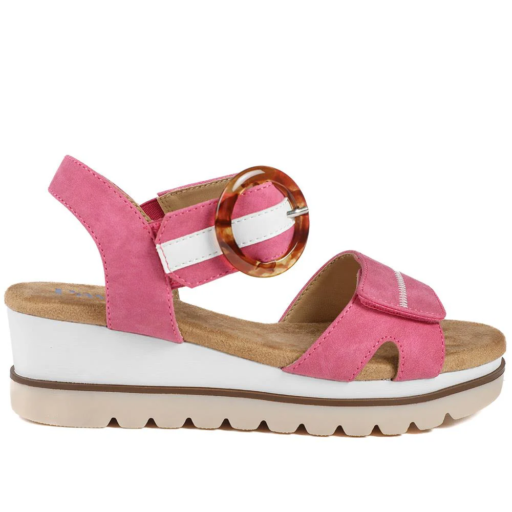 Comfortable Wedge Heel Sandals - WBINS35128 / 321 724 - Pink - Image 3