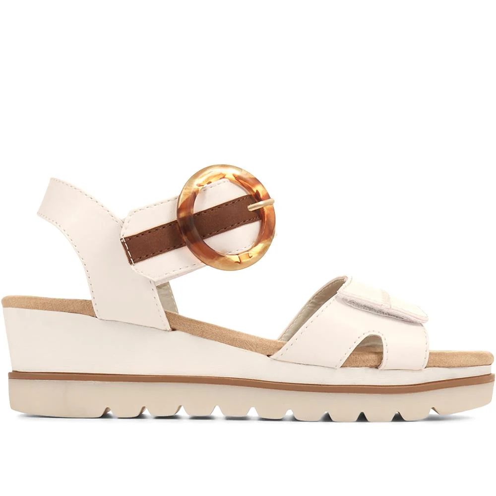 Comfortable Wedge Heel Sandals - WBINS35128 / 321 724 - White - Image 2