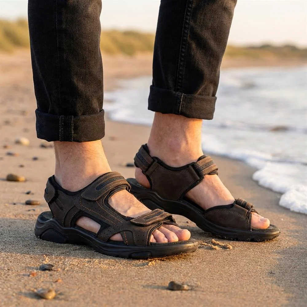 Comfy Triple Touch Fasten Sandals - DDIN43007 / 329 101 - Dark Brown - Image 2