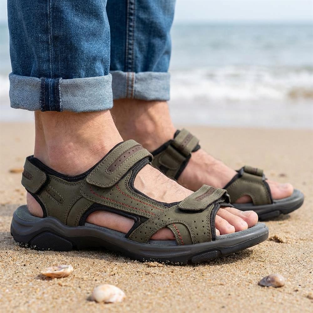 Comfy Triple Touch Fasten Sandals - DDIN43007 / 329 101 - Khaki - Image 2