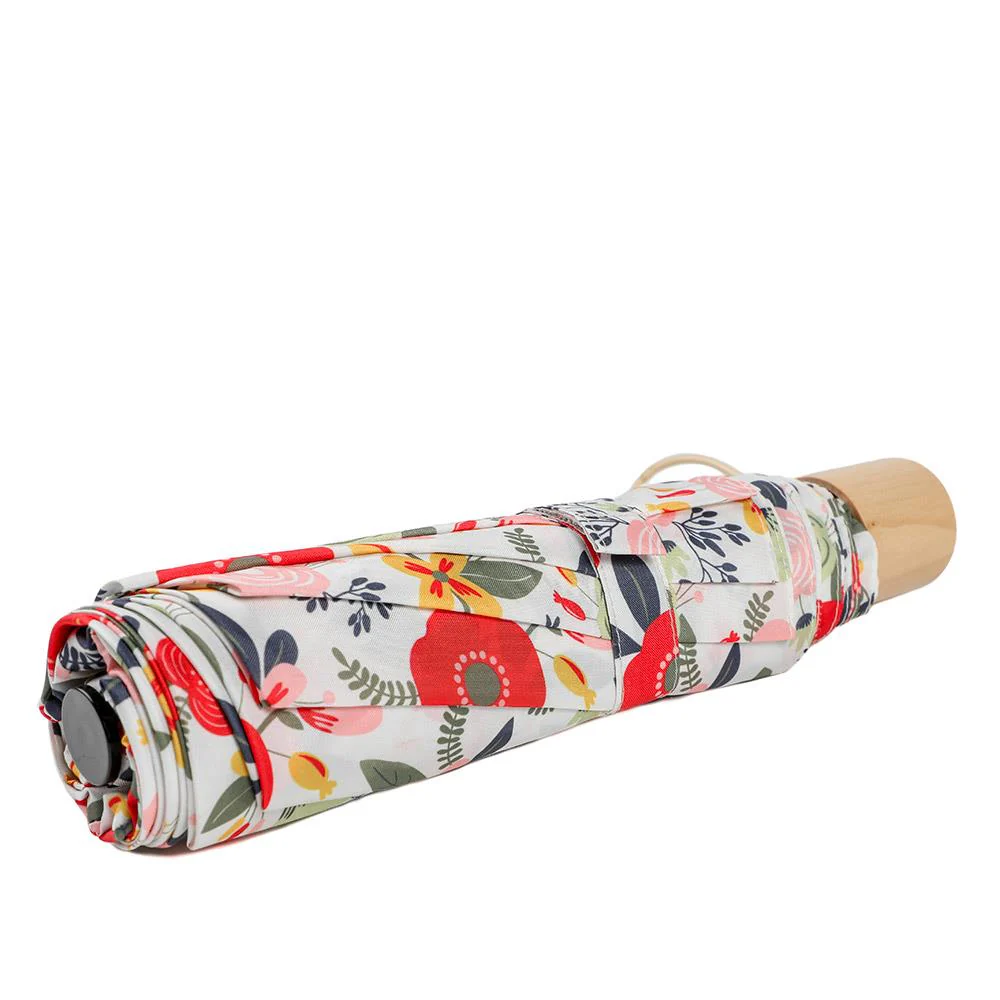 Compact Floral Foldable Umbrella - YUTA43000 / 329 442 - White Floral - Image 2