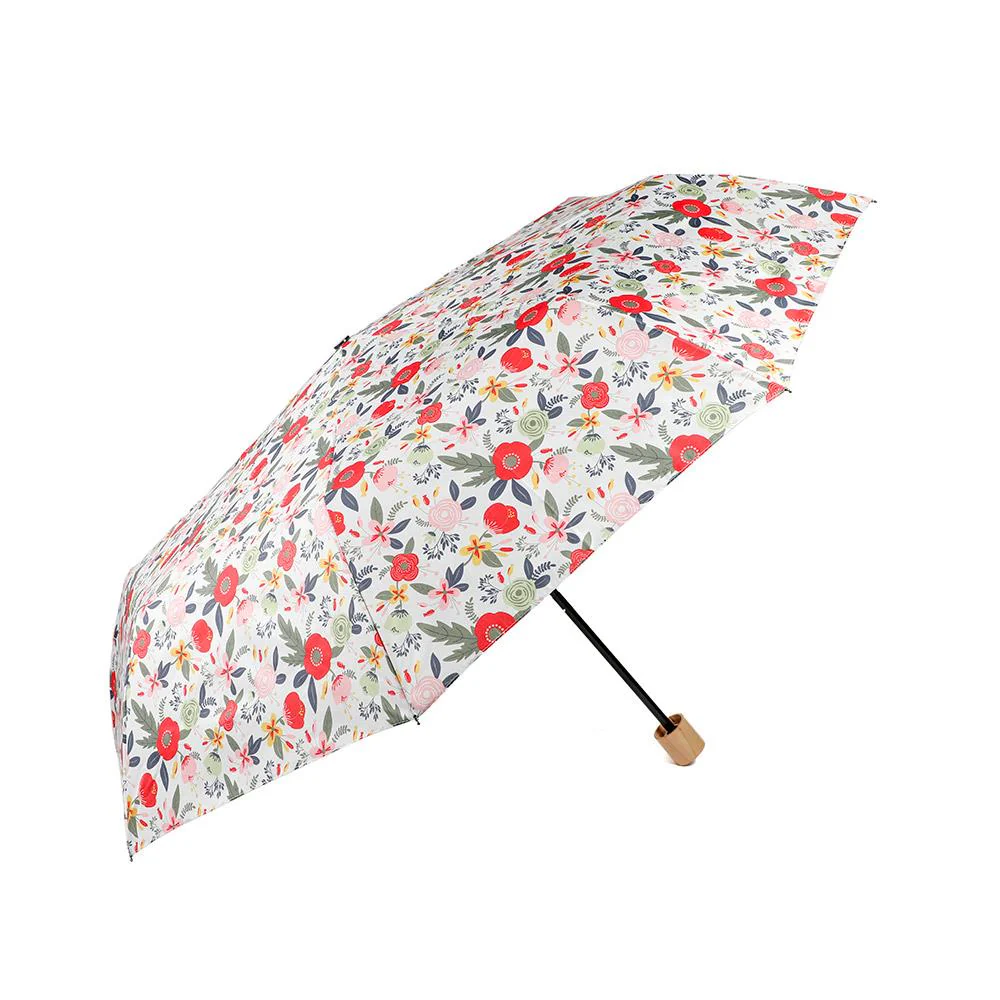 Compact Floral Foldable Umbrella - YUTA43000 / 329 442 - White Floral - Image 3