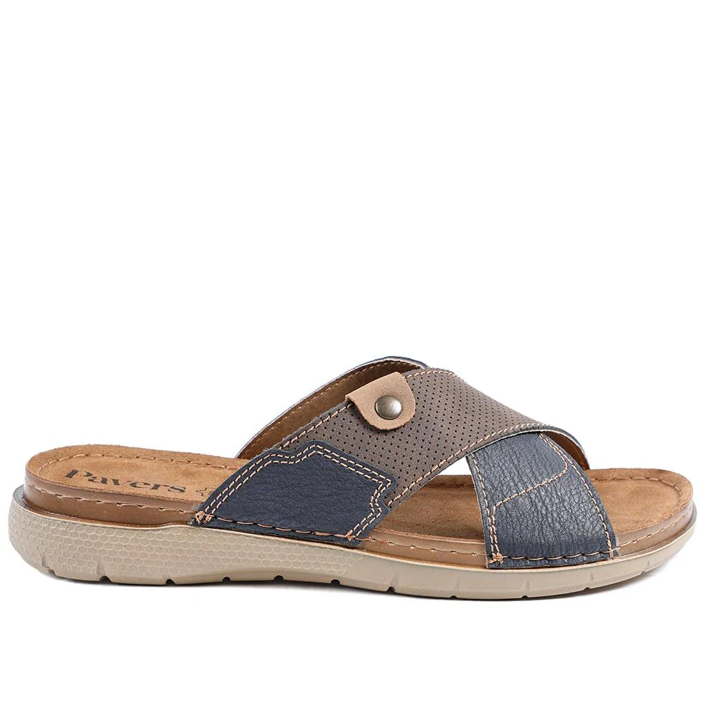 Contrast Cross Strap Comfort Sandals - INB43019 / 329 213 - Brown-Blue - Image 2
