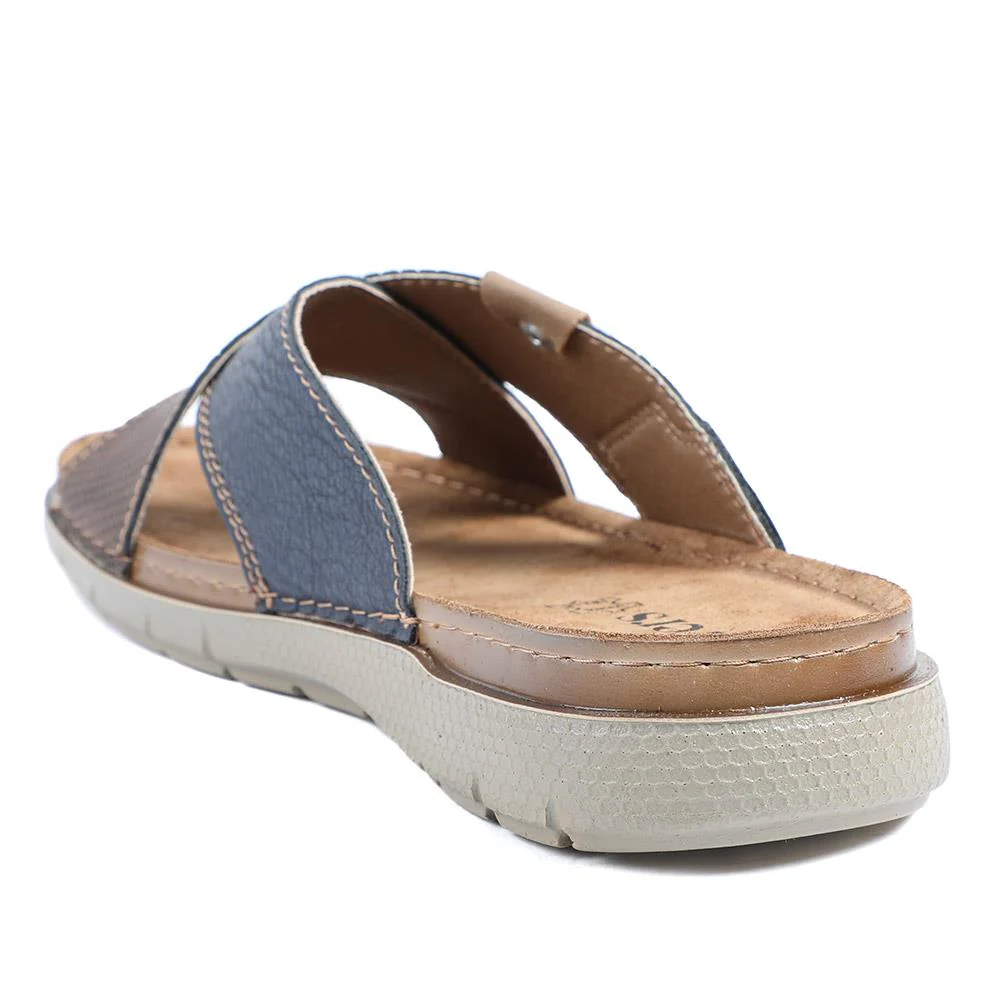 Contrast Cross Strap Comfort Sandals - INB43019 / 329 213 - Brown-Blue - Image 3