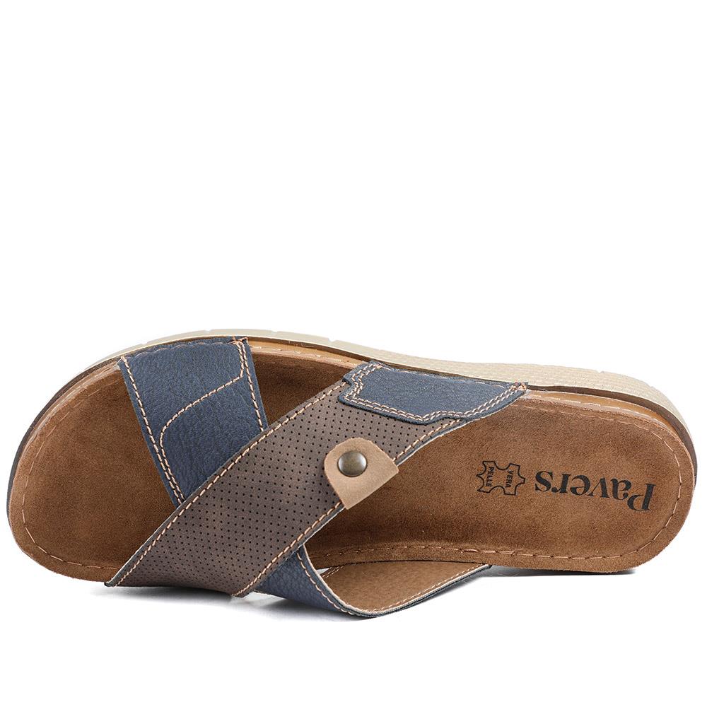 Contrast Cross Strap Comfort Sandals - INB43019 / 329 213 - Brown-Blue - Image 4