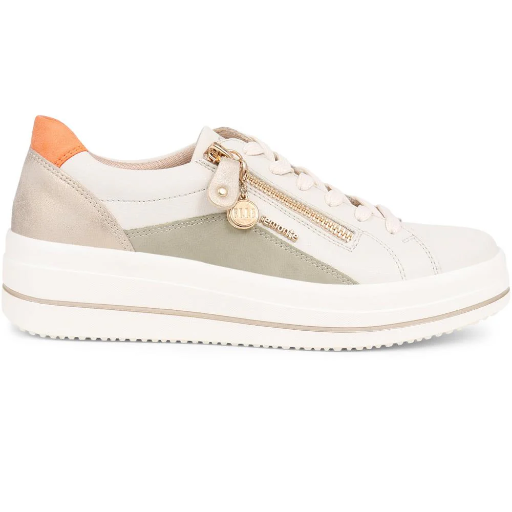 Contrasting Zip Trainers - DRS39504 / 325 414 - Beige Multi - Image 2