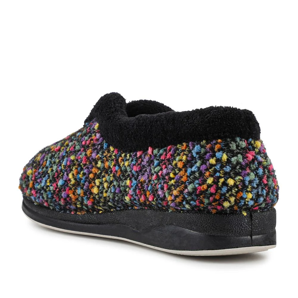 Cosy Wide Fit Memory Foam Slippers - QING42007 / 327 934 - Black Multi - Image 3
