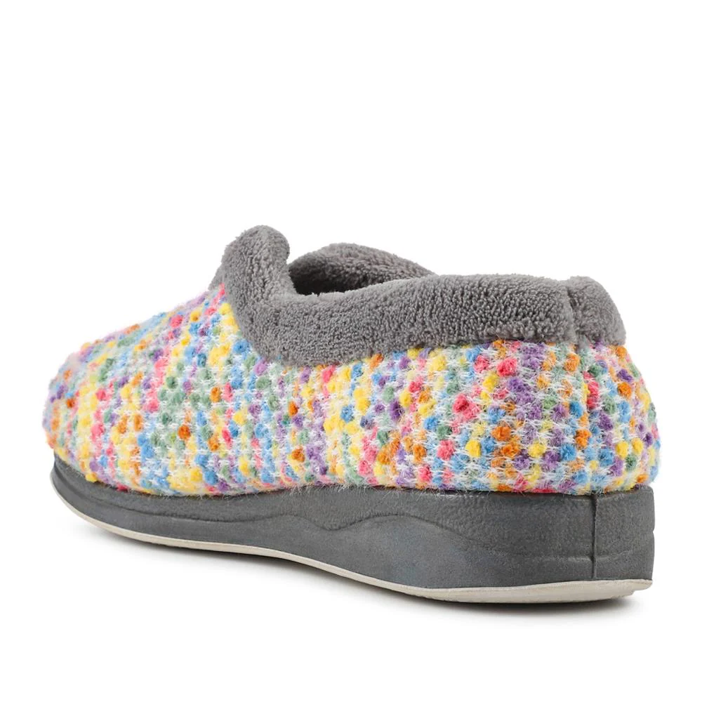 Cosy Wide Fit Memory Foam Slippers - QING42007 / 327 934 - Grey Multi - Image 3