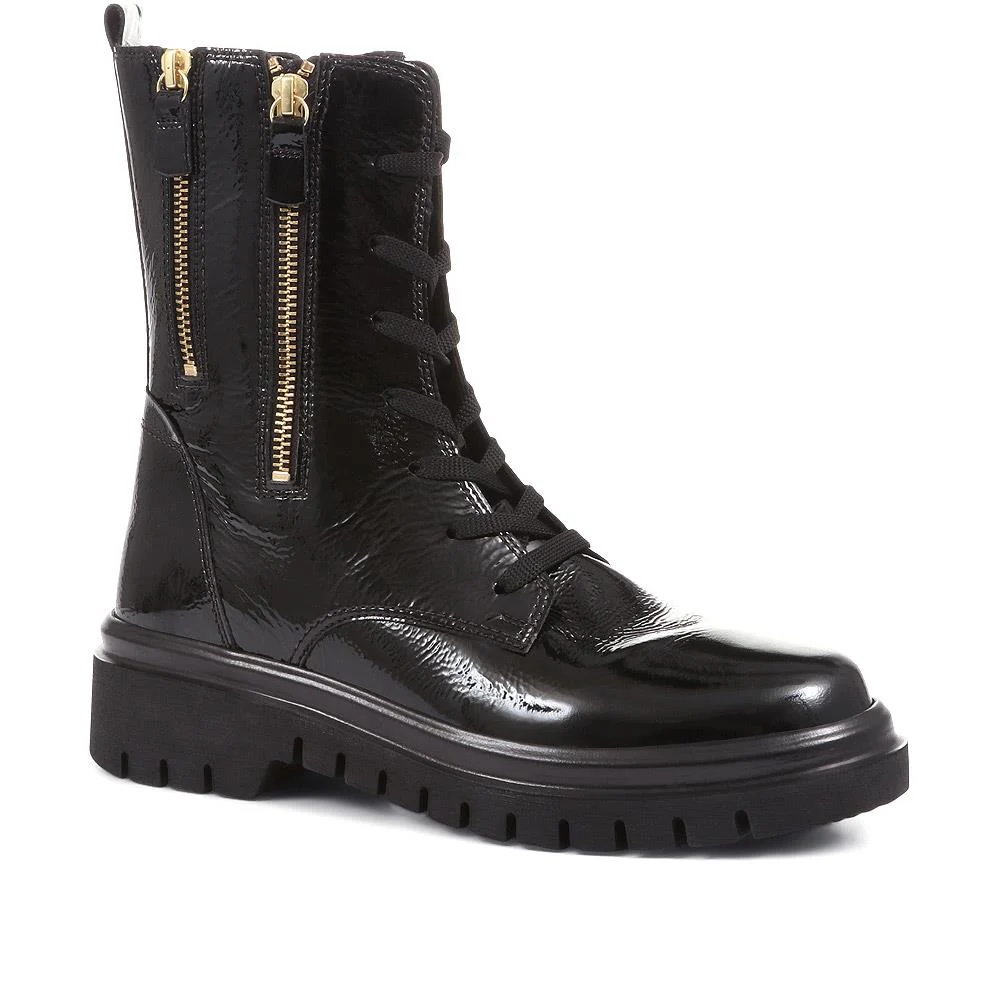 Cottage Patent Combat Boots - GAB36510 / 322 678 - Black Patent
