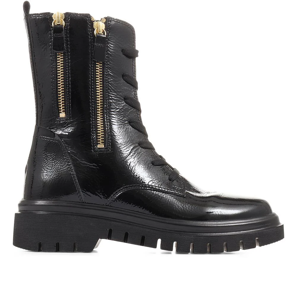 Cottage Patent Combat Boots - GAB36510 / 322 678 - Black Patent - Image 2