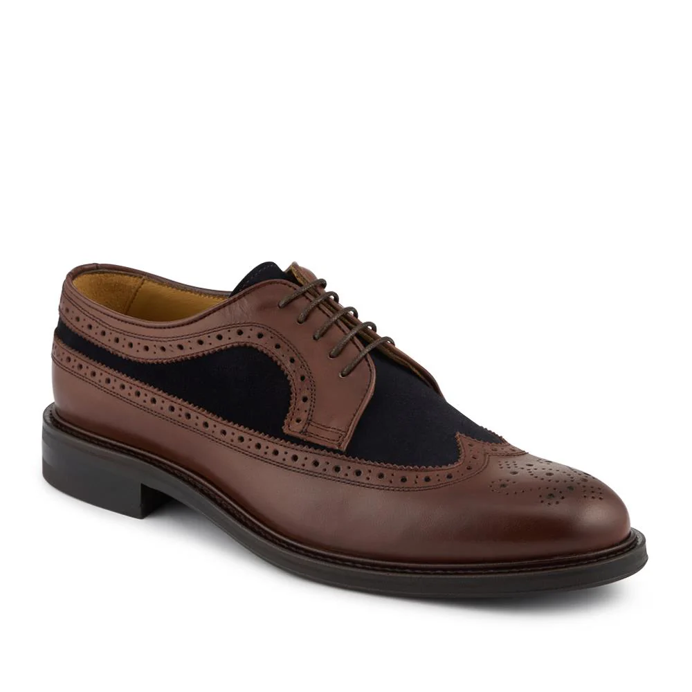 Coventry Smart Blake Stitched Leather Brogues - COVENTRY / 327 856 - BROWN-NAVY