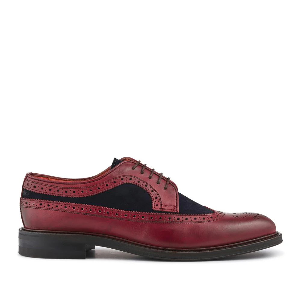 Coventry Smart Blake Stitched Leather Brogues - COVENTRY / 327 856 - Burgundy-Navy - Image 2