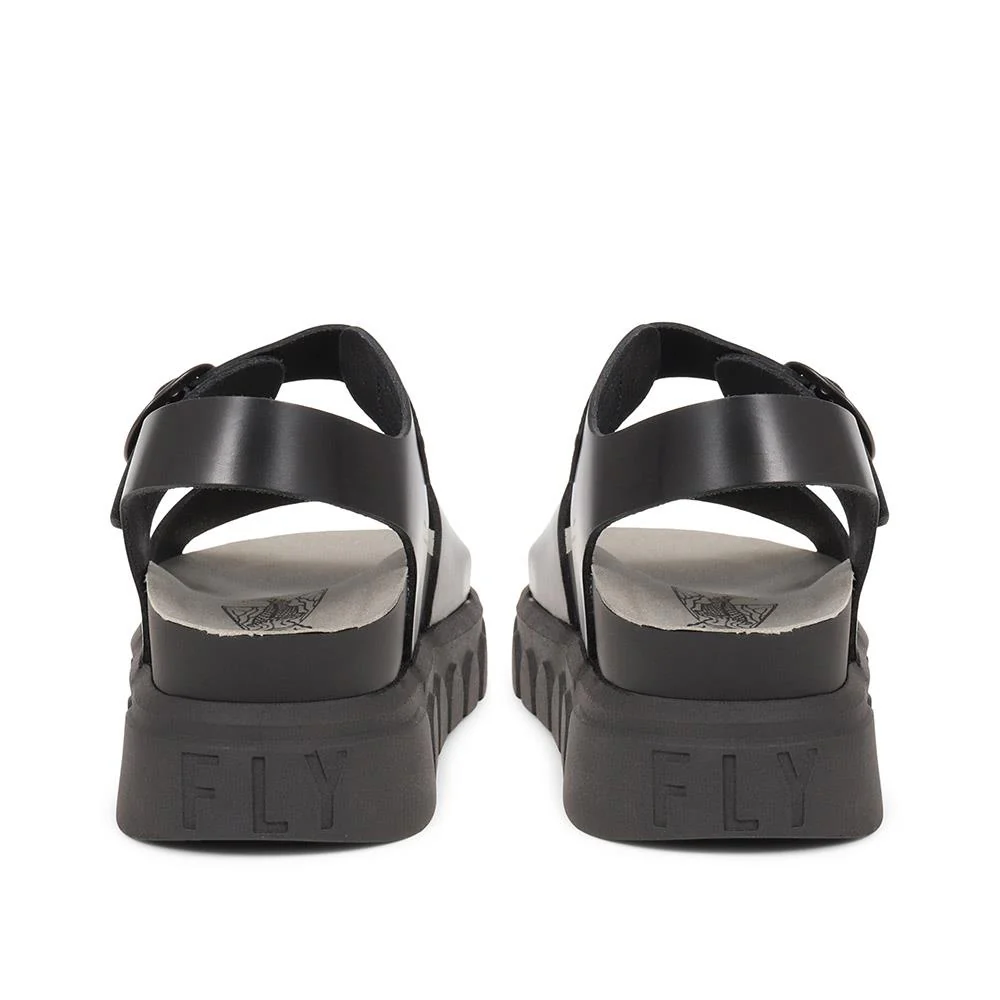 Cree Leather Sandals - FLYLO37013 / 323 682 - Black - Image 3