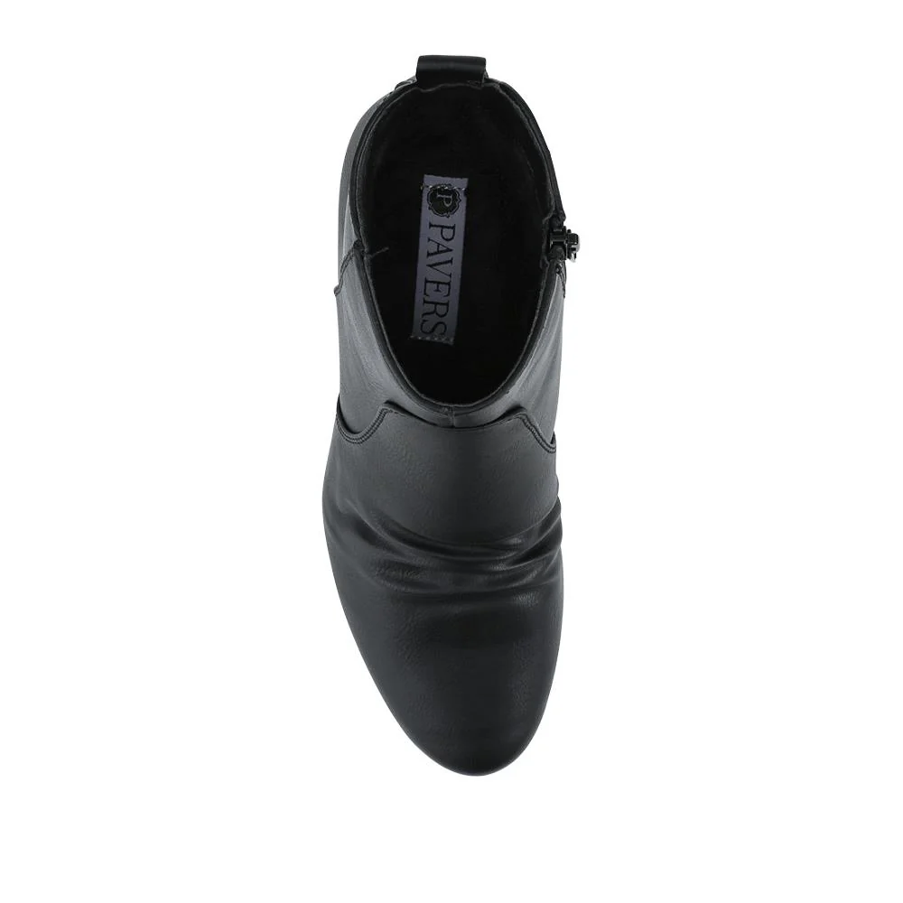 Crinkle Effect Upper Block Heel Ankle Boots - WBINS42042 / 328 477 - Black - Image 4
