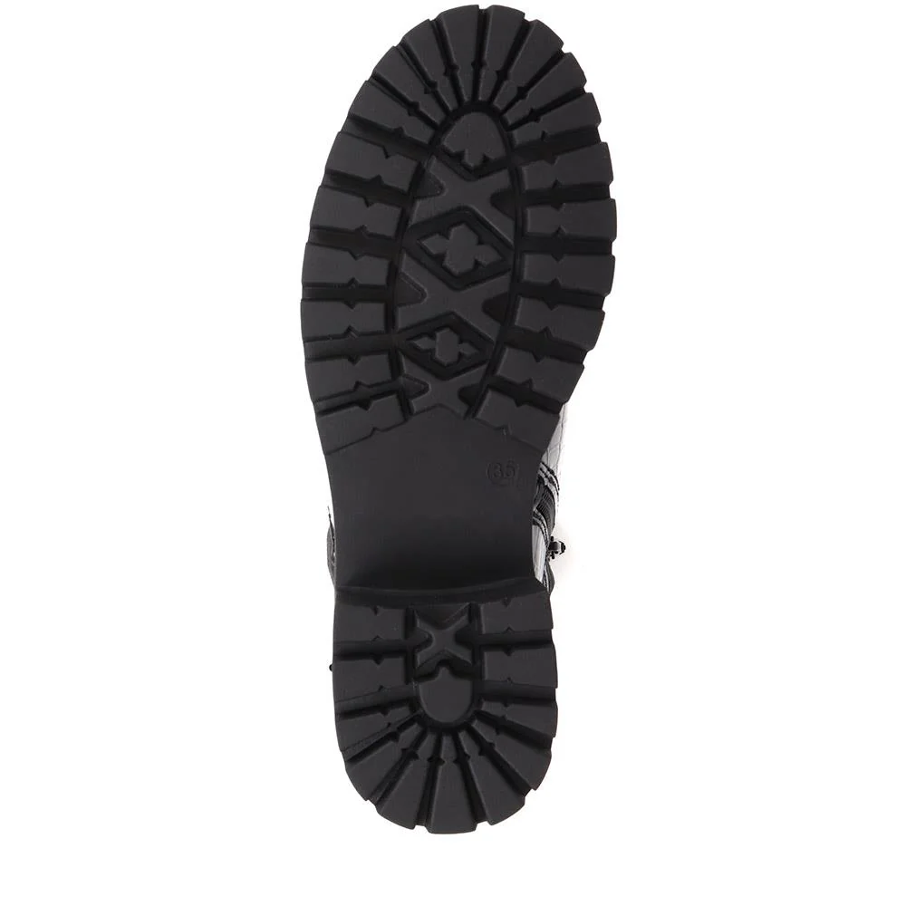 Croc Patent Ankle Boots - BELWBINS38131 / 324 577 - Black Croc - Image 4