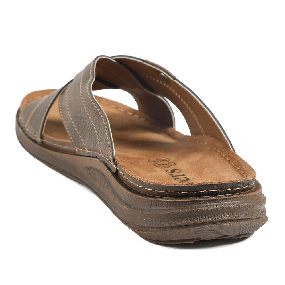 Cross Strap Comfort Slip On Sandals - INB43018 / 329 211 - Brown - Image 3