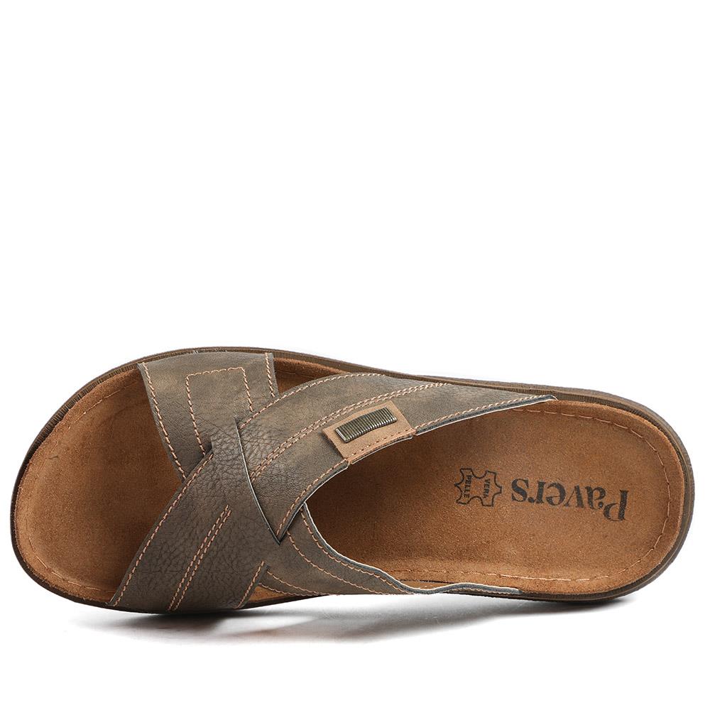 Cross Strap Comfort Slip On Sandals - INB43018 / 329 211 - Brown - Image 4