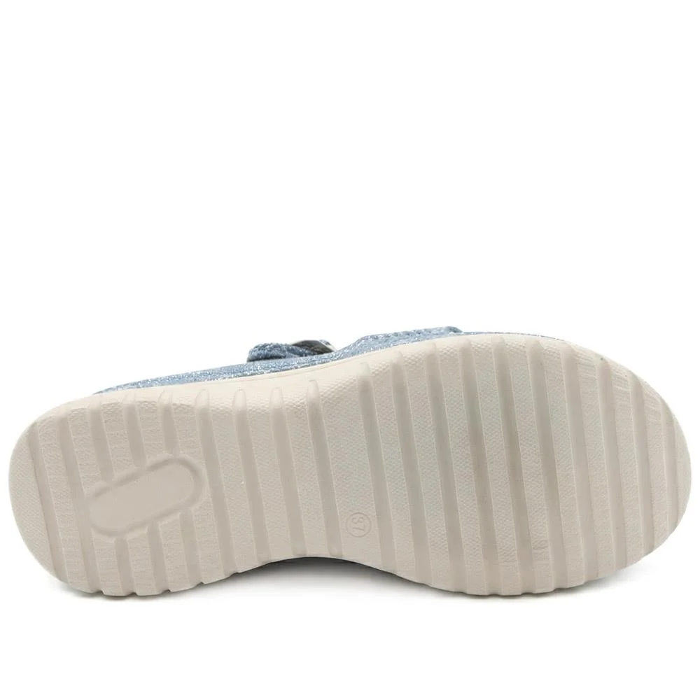 Cross Strap Toe Post Sandals - BRK43044 / 329 145 - Denim - Image 5