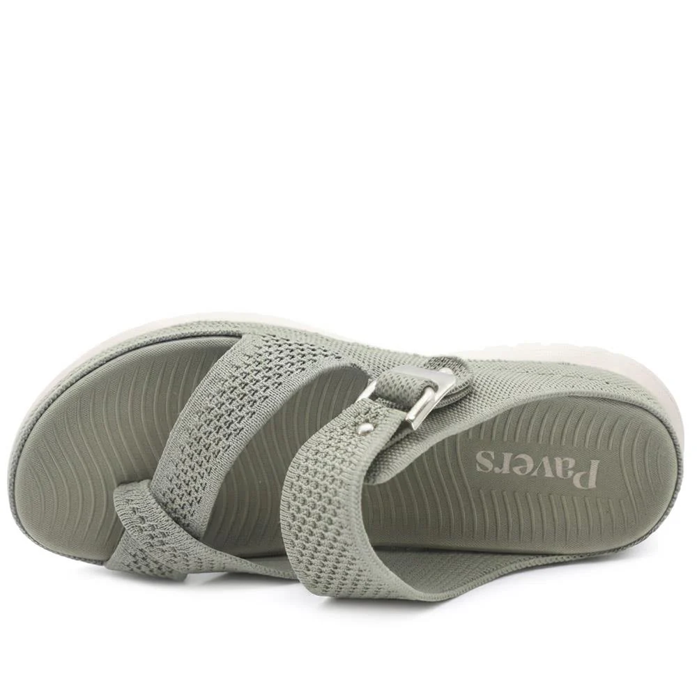 Cross Strap Toe Post Sandals - BRK43044 / 329 145 - Khaki - Image 4